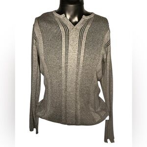 Vintage Guess Grey & Black Ribbed V-Neck Sweater Men’s Size Large